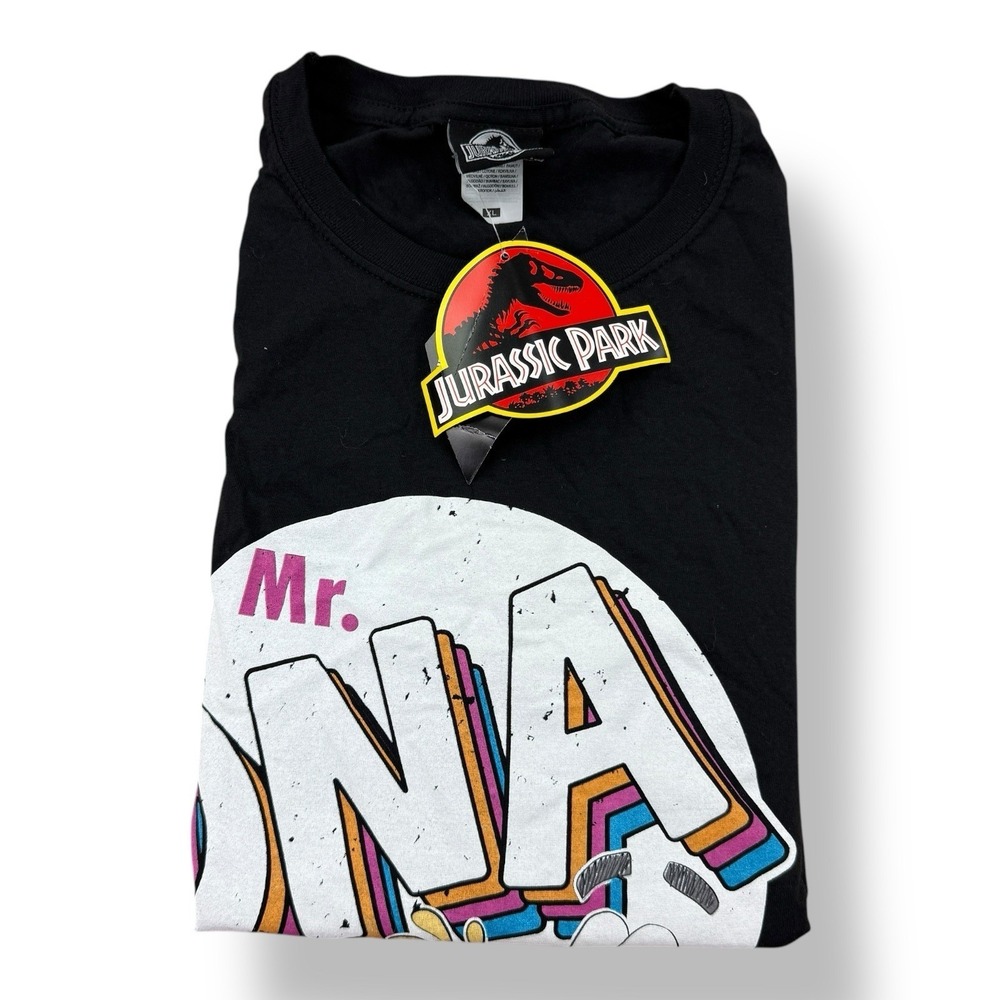 Jurassic Park Black Cotton Mr. DNA Graphic Short Sleeve‎ T-Shirt Men's Sz XL NWT
